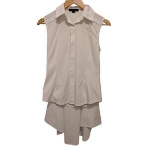 Alexander Wang Sleeveless Button Down Top With Cape White‎ Layered Avant Garde